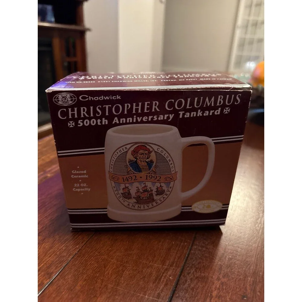 Vintage Christopher Columbus 500th Anniversary Glazed Ceramic 22 oz. 1992 Mug